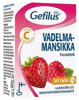 Gefilus Vadelma-Mansikka Purutabletti 30 kpl