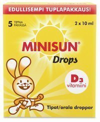 Minisun Drops D3-vitamiinitipat tuplapakkaus 2 x 10 ml