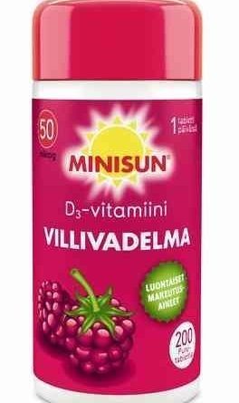 Minisun Villivadelma D3-vitamiini 50 µg 200 tablettia